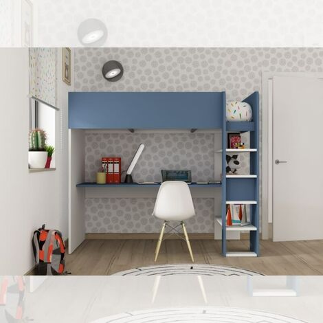 Cama alta con escritorio abajo🥳 #decomuebleconfort #dormitorio #muebl