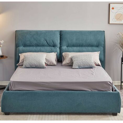 Cama Matrimonial con Almacenamiento Safira Tela Azul L 173 x P 214,5 x A 112