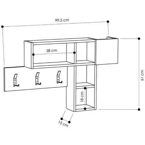 Juego de perchero de pared blanco 99,5x15xh.61 cm