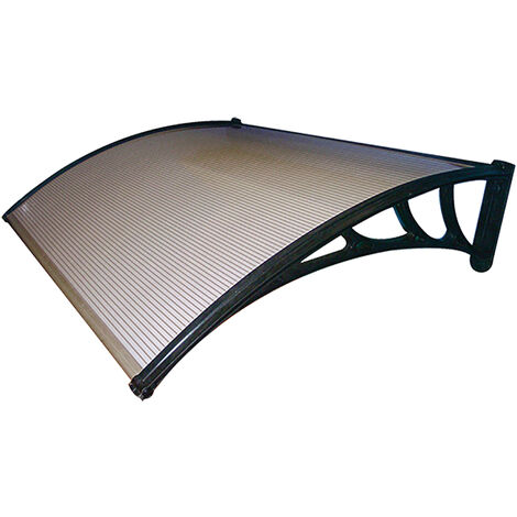 Marquesina exterior para Puertas Mellerud protección policarbonato /  plástico 100 x 100 cm - Transparente y Negro [en.casa]