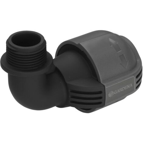 L-Stück 25 mm x 3/4" AG – Schnellkupplung mit selbstdichtender Gewindeverbindung – Für Turbinen-Versenkregner T 380 – GARDENA (1/7)