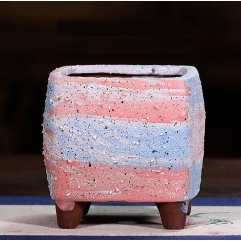 GroupM Pot de fleurs en céramique de sable violet poterie brute de  personnalité simple (grand carré