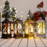 Lanterne de Noël cadeau décoration imitation lampe LED ornements religieux ameublement personnalisé veilleuse, noir