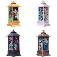 Lanterne de Noël cadeau décoration imitation lampe LED ornements religieux ameublement personnalisé veilleuse, noir