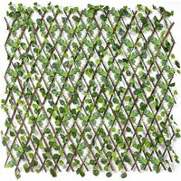 Haie Artificielle Treillis en Bois Naturel Saule Extensible Fausses Feuilles de Lierre 2 Tailles Disponibles - 90x180 cm