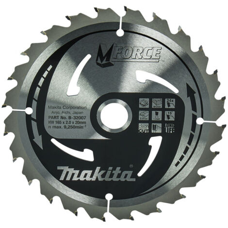 Lama per legno in metallo duro MAKITA 165 x 20 mm 24 denti - B-32007