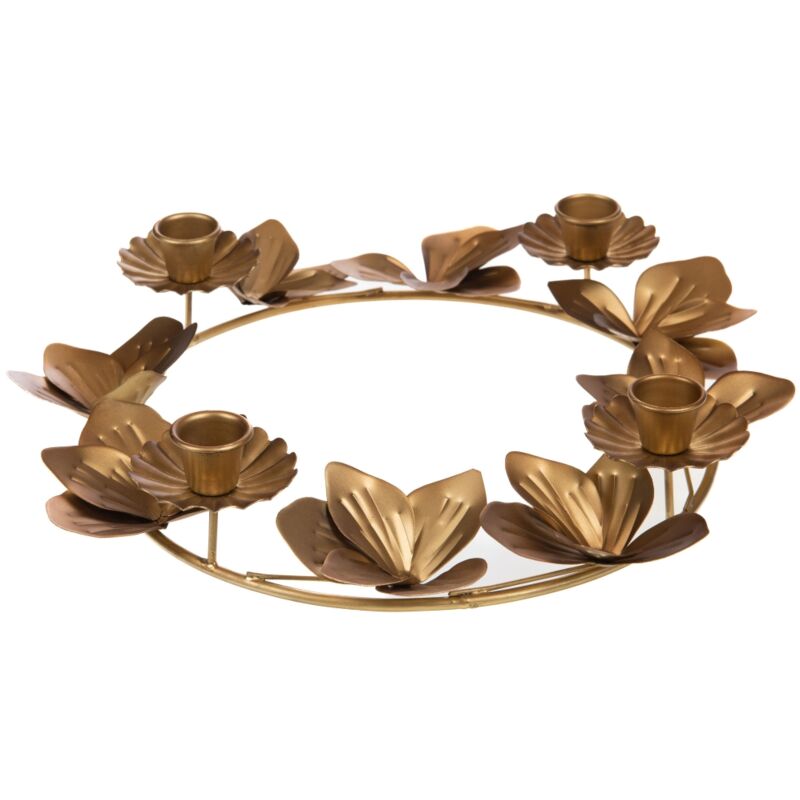 Bougeoir 9,5cm Laiton Doré Avec Anneau De Transport - Plateau Couronne NKlaus
