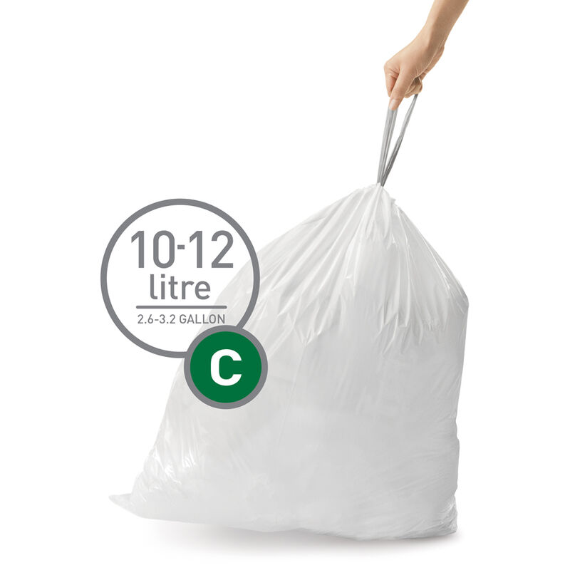 Sac poubelle 10/12 litres à liens coulissants Brabantia C blanc - 20 sacs  sur