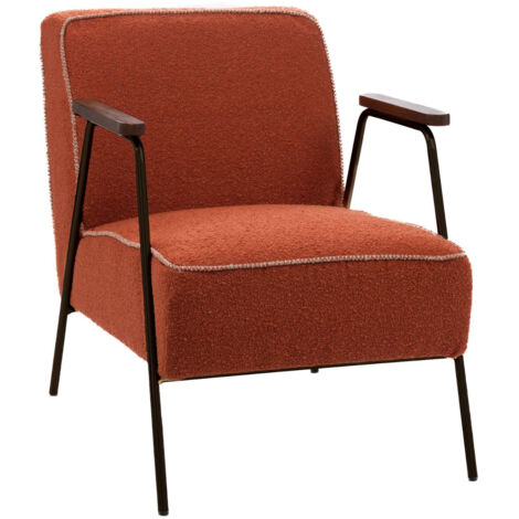 Fauteuil vintage en tissu uni et pieds métal - SINTRA (1/5)