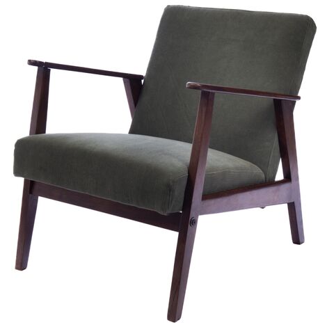 Amadeus - Fauteuil en tissu olive et bois de manguier William (1/3)