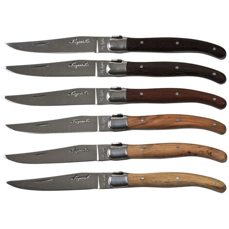 Jean Dubost - Coffret 6 couteaux laguiole bois mixte (1 modèle aléatoire)