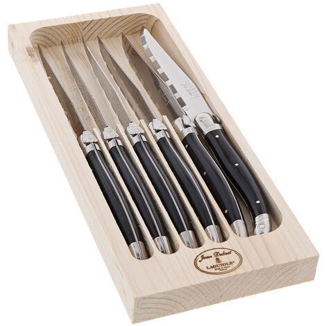 Jean Dubost - Couteaux Laguiole noir, coffret 6