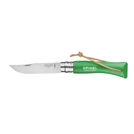 Opinel - Couteau Baroudeur n°7 - lame 8 cm vert avec lien en cuir