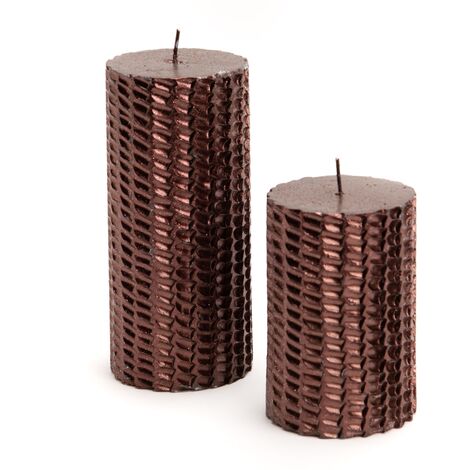 Lot De 2 Bougies Diamètre 8 Cm Hauteur 15 Cm - Couleur