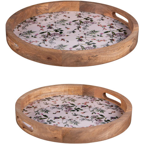 Table Passion - Set de 2 plateaux ronds Champêtre en manguier 35 et 40 cm (1/3)