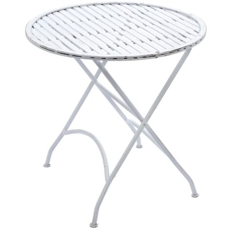 Table de jardin ronde 60x60x60 cm en métal blanc (1/3)