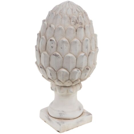 Pomme de pin blanche patinée 36 cm en ciment – Élégance rustique pour décor intérieur – Texture délicate et aspect authentique – Amadeus