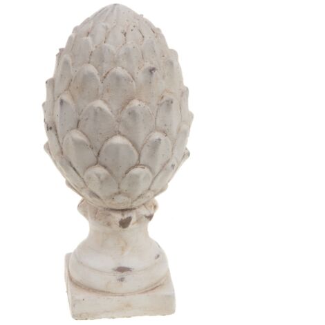 Pomme de pin blanche patine en ciment 19,5 cm – Hauteur 19,5 cm – Longueur 8,5 cm – Largeur 8,5 cm – Élégance contemporaine – Amadeus