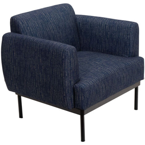 Fauteuil contemporain en tissu bleu et pieds en métal noir - LOYD (1/5)
