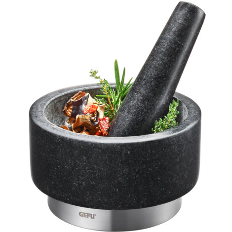 GEFU 35300 mortier et pilon Noir, Acier inoxydable Granit, Acier inoxydable (1/4)