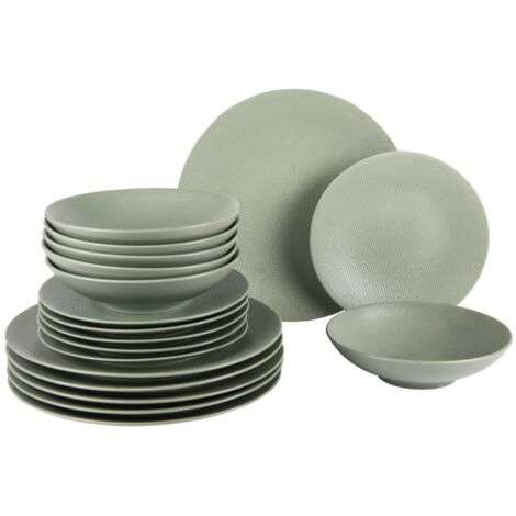 Table Passion - Service d'assiettes Vésuvio Vert Sauge 18 pièces