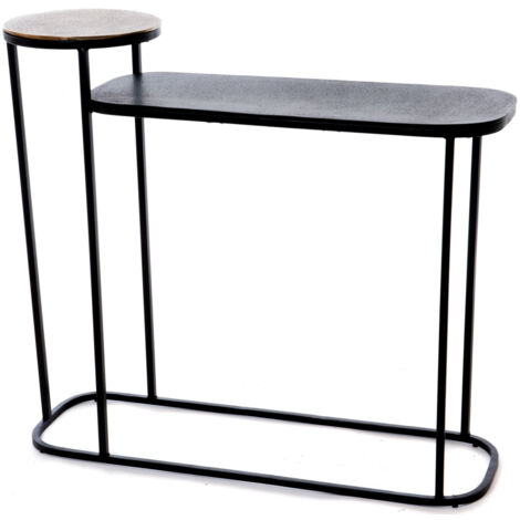 Console 2 niveaux en aluminium et métal noir et doré - JUDE (1/2)