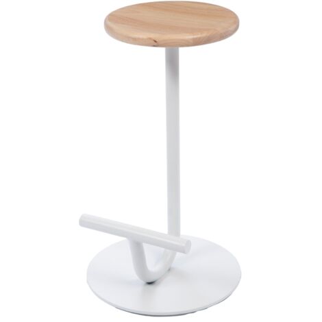 Amadeus - Tabouret de bar rond en bois blanc assise 65 cm Diani (1/4)