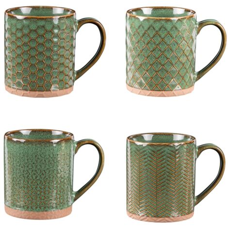 Table Passion - Coffret de 4 mugs Jaspe 35 cl vert