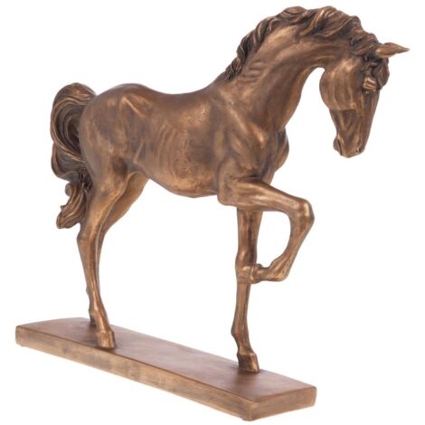 Amadeus - Cheval sur socle en résine dorée patinée 55 cm (1/2)