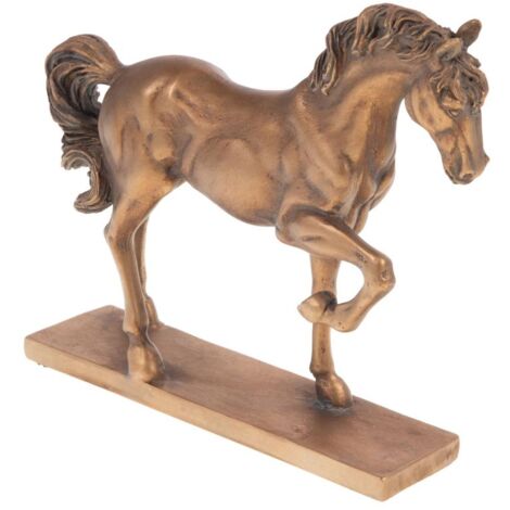 Amadeus - Cheval sur socle en résine dorée patinée 24 cm (1/2)