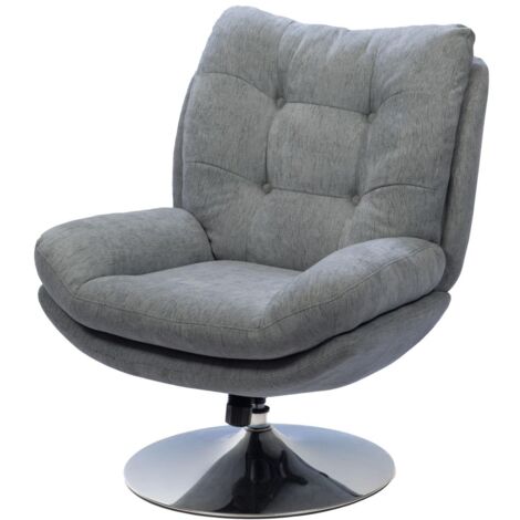 Fauteuil relax Magnum en tissu gris clair – Pied en métal chromé – Dimensions 78x90x100cm pour un confort optimal – Amadeus