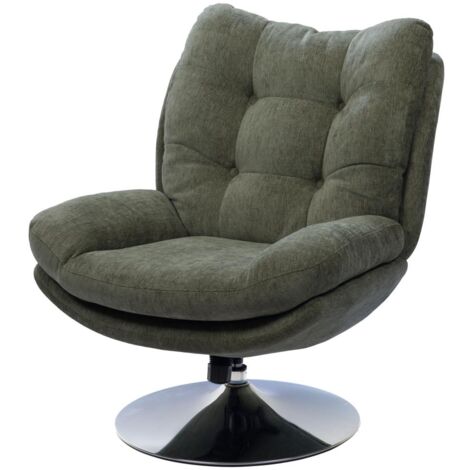 Fauteuil relax Magnum en tissu vert – Pied en métal chromé – Longueur 78 cm, largeur 90 cm, hauteur 100 cm – Design contemporain – Amadeus