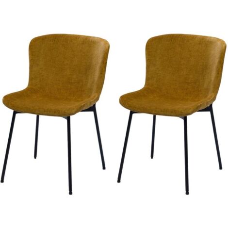 Amadeus - Chaise de salle à manger en tissu jaune et métal Arabelle (lot de 2) (1/3)