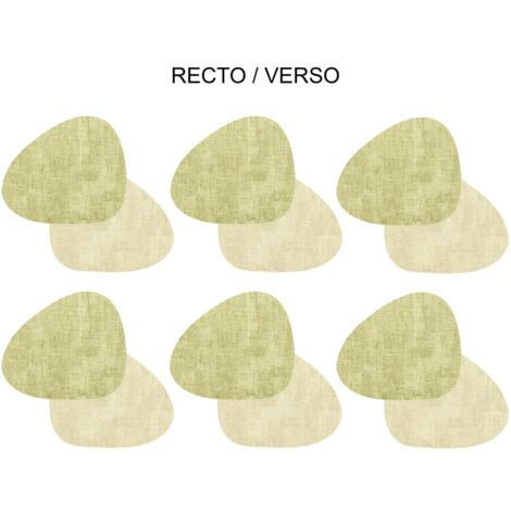 Table Passion - Set de 6 dessous de verre fabrik galet vert beige (1/2)