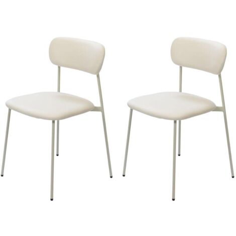 Amadeus - Chaise de salle à manger en velours blanc et métal Elma (lot de 2) (1/3)