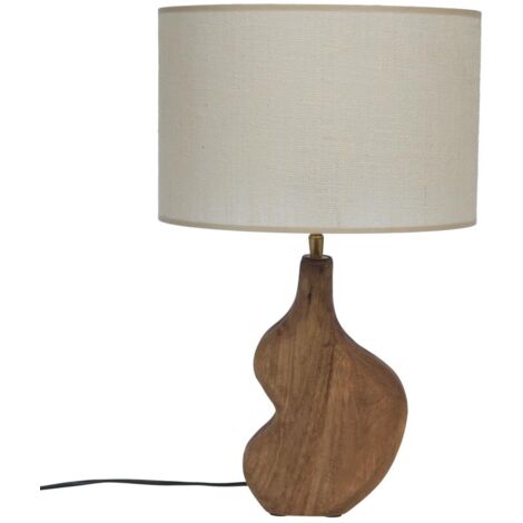 Amadeus - Lampe Recto en bois et son abat jour en toile de jute (1/2)