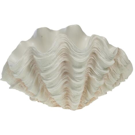 Coupe coquillage bénitier XXL en résine – Dimensions 28,5 cm hauteur, 48,5 cm largeur, 32 cm longueur – Élégance bord de mer – Amefa