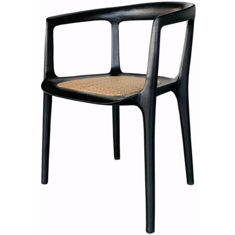 Amadeus - Fauteuil de table en bois noir et paille Paille (1/2)