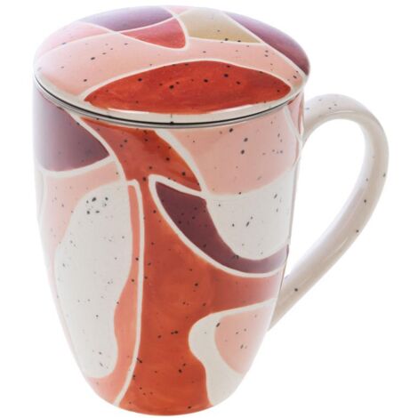 Mug filtre Elena en grès multicolore – 12 cm de hauteur – Filtre intégré pour infusions – Design artisanal élégant – Amadeus (1/3)