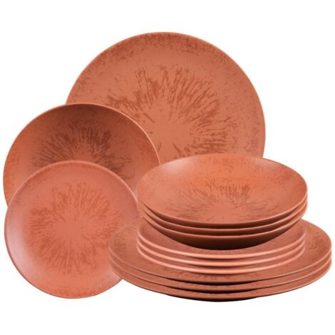 Table Passion - Service d'assiettes 12 pièces Onyx Terracotta