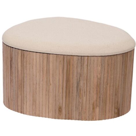 Amadeus - Tabouret en teck naturel et tissu camel L50 cm (1/3)