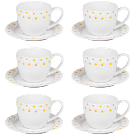 Table Passion - Coffret de 6 tasses à café avec sous tasses Marguerite 10 cl