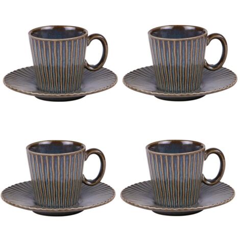 Table Passion - Coffret de 4 tasses à café avec sous tasses Liv bleu 22 cl (1/4)