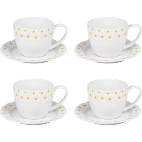 Table Passion - Coffret de 4 tasses à thé avec sous tasses Marguerite 30 cl (1/3)
