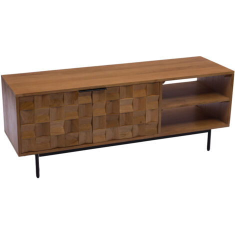 Amadeus - Meuble TV 2 portes en manguier et métal L130 cm Arnold (1/4)