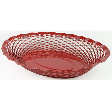 ROGER ORFEVRE - VINTAGE CORBEILLE PAIN OVALE ROUGE 25x18 CM
