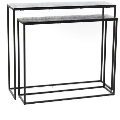 Amadeus - Set de 2 consoles en fonte d'aluminium finition noire irisée (1/2)