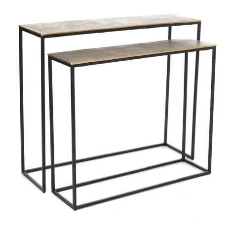 Amadeus - Lot de 2 consoles en aluminium doré L100 cm (1/3)