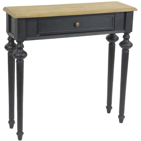 Amadeus - Console 1 tiroir en bois massif noir L80 cm New Légende (1/5)