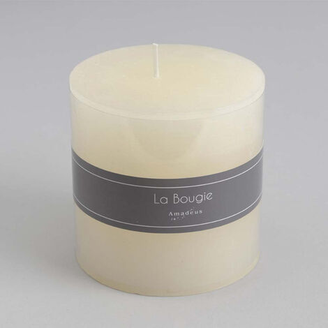 Bougie gros cylindre Amadeus crème 10x10 cm pour décoration de table ...